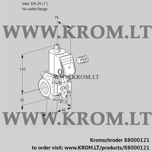 Kromschroder VAS 125/-R/NW, 88000121 gas solenoid valve, 88000121