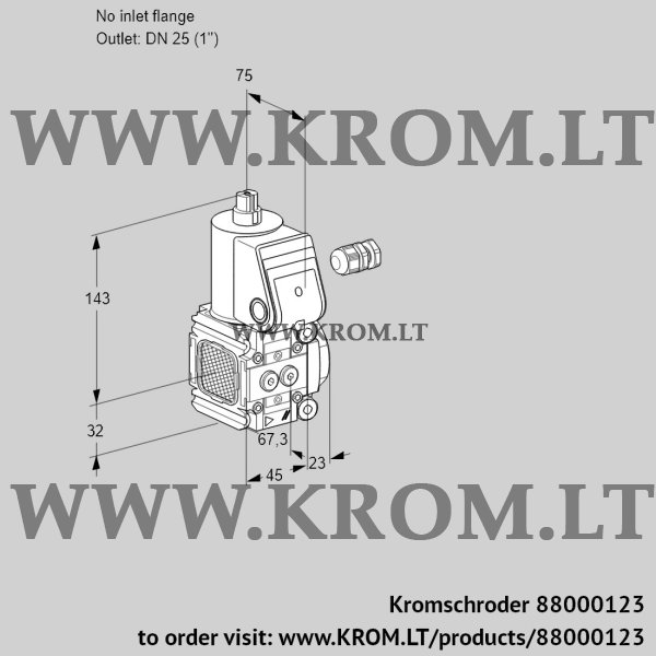 Kromschroder VAS 1-/25R/NW, 88000123 gas solenoid valve, 88000123