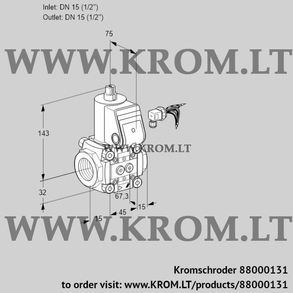 Kromschroder VAS 115R/NK, 88000131 gas solenoid valve, 88000131