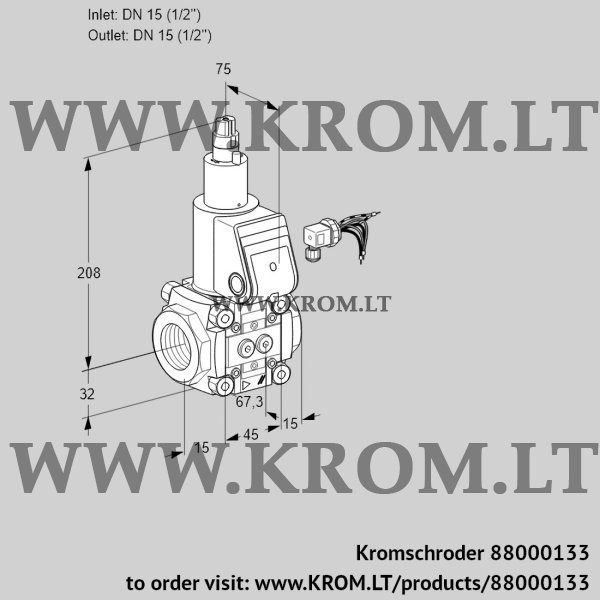 Kromschroder VAS 115R/LW, 88000133 gas solenoid valve, 88000133