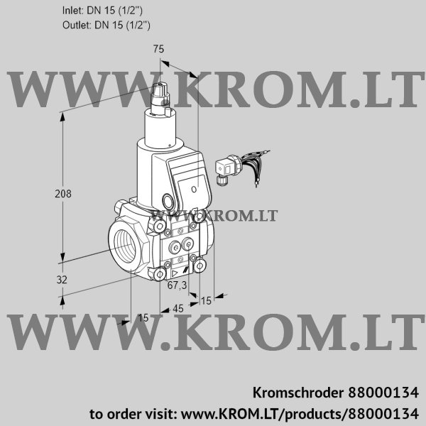 Kromschroder VAS 115R/LK, 88000134 gas solenoid valve, 88000134