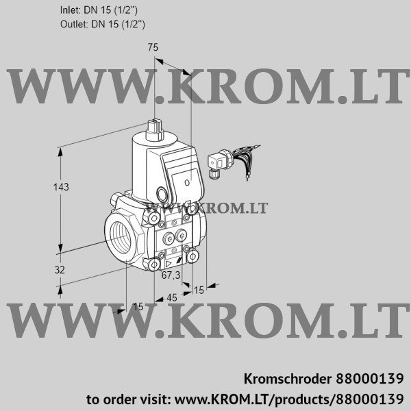 Kromschroder VAS 115R/NW, 88000139 gas solenoid valve, 88000139