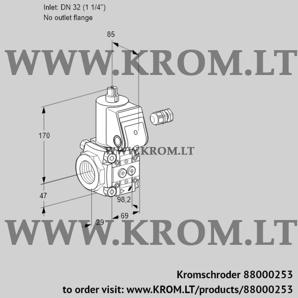 Kromschroder VAS 232/-R/NW, 88000253 gas solenoid valve, 88000253