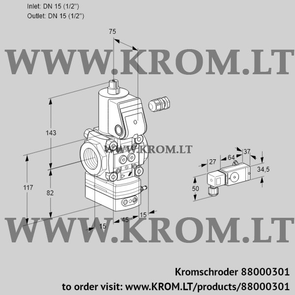 Kromschroder VAD 115R/NW-25B, 88000301 pressure regulator, 88000301