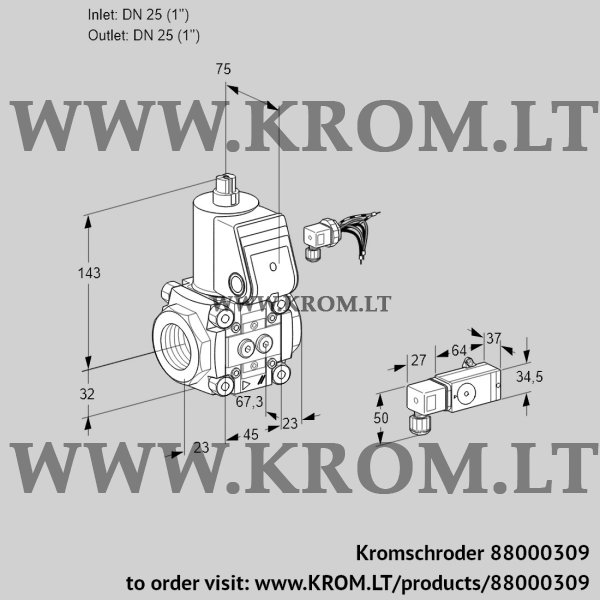 Kromschroder VAS 125R/NW, 88000309 gas solenoid valve, 88000309