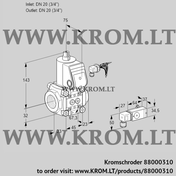 Kromschroder VAS 120R/NW, 88000310 gas solenoid valve, 88000310