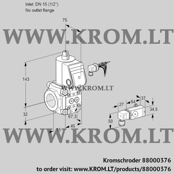 Kromschroder VAS 115/-R/NW, 88000376 gas solenoid valve, 88000376