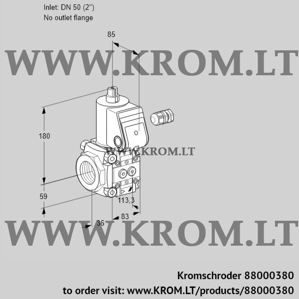 Kromschroder VAS 350/-R/NW, 88000380 gas solenoid valve, 88000380