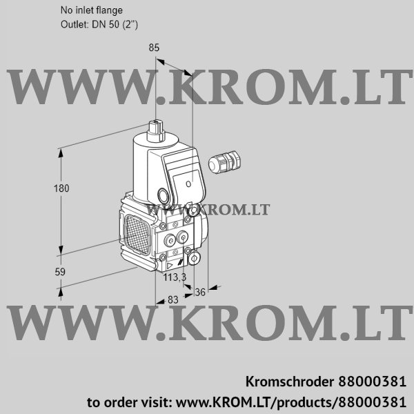 Kromschroder VAS 3-/50R/NW, 88000381 gas solenoid valve, 88000381