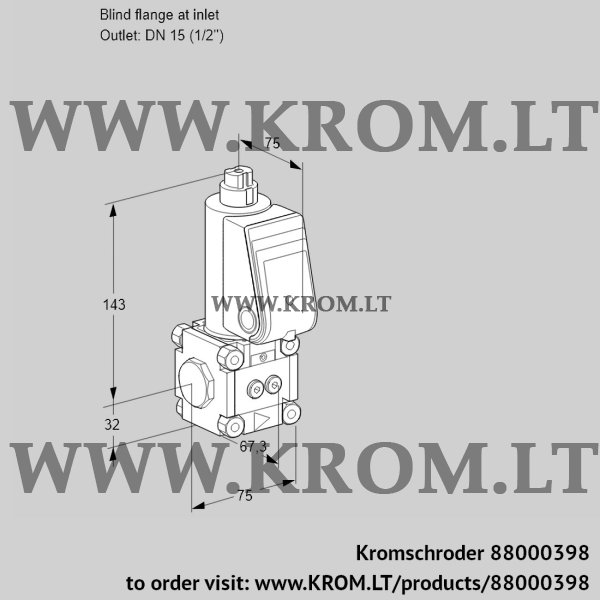 Kromschroder VAS 1-0/15R/NW, 88000398 gas solenoid valve, 88000398