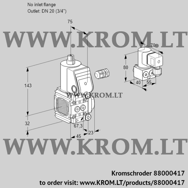 Kromschroder VAS 1-/20R/NW, 88000417 gas solenoid valve, 88000417