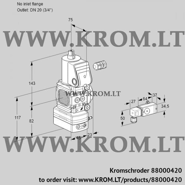 Kromschroder VAD 1-/20R/NQ-100A, 88000420 pressure regulator, 88000420