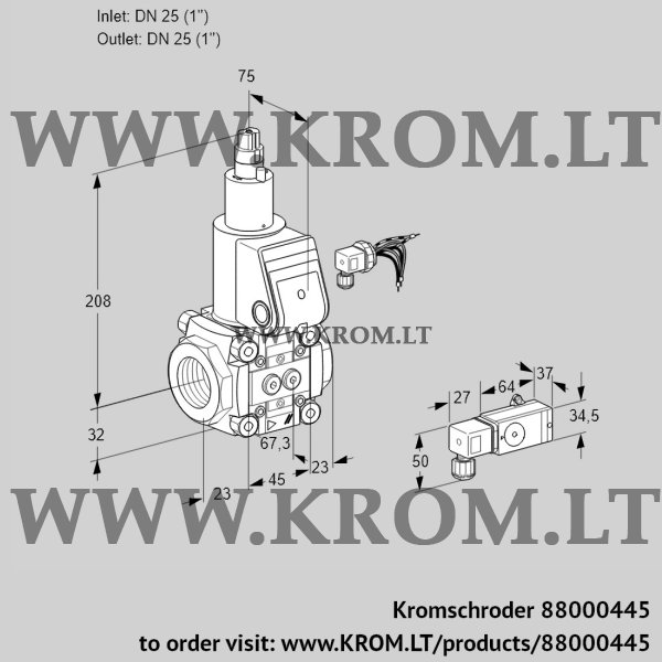 Kromschroder VAS 125R/LW, 88000445 gas solenoid valve, 88000445