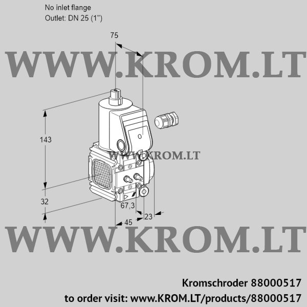 Kromschroder VAS 1-/25R/NW, 88000517 gas solenoid valve, 88000517