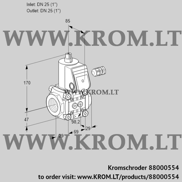 Kromschroder VAS 225R/NK, 88000554 gas solenoid valve, 88000554