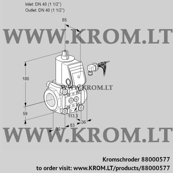 Kromschroder VAS 340R/NW, 88000577 gas solenoid valve, 88000577