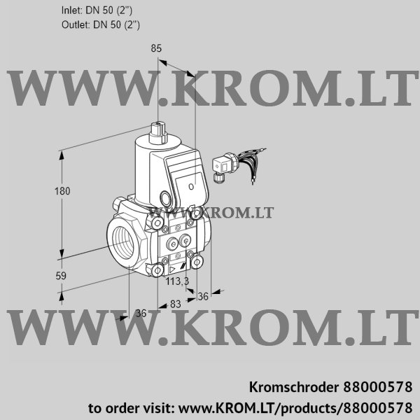 Kromschroder VAS 350R/NW, 88000578 gas solenoid valve, 88000578