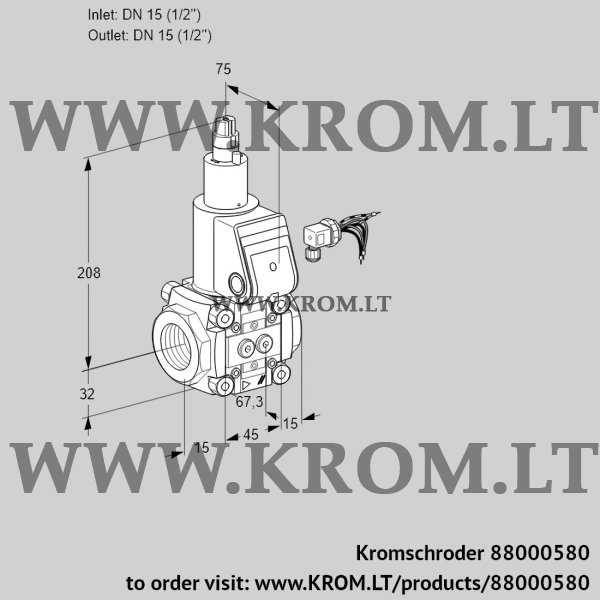 Kromschroder VAS 115R/LW, 88000580 gas solenoid valve, 88000580