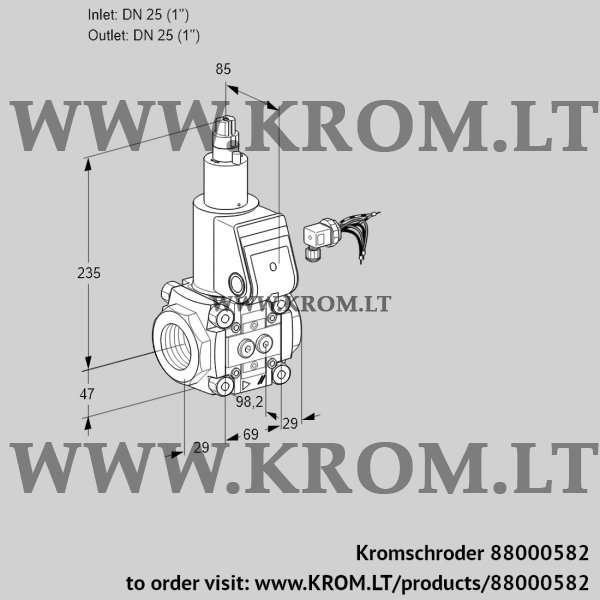 Kromschroder VAS 225R/LW, 88000582 gas solenoid valve, 88000582