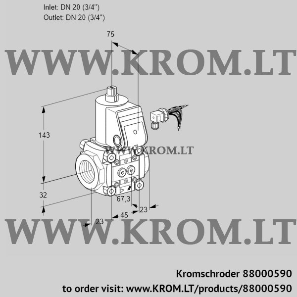 Kromschroder VAS 120R/NQ, 88000590 gas solenoid valve, 88000590