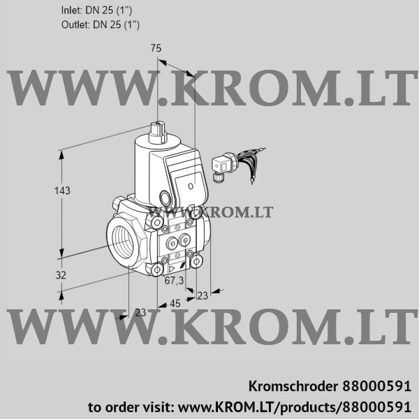 Kromschroder VAS 125R/NQ, 88000591 gas solenoid valve, 88000591