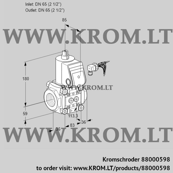 Kromschroder VAS 365R/NQ, 88000598 gas solenoid valve, 88000598