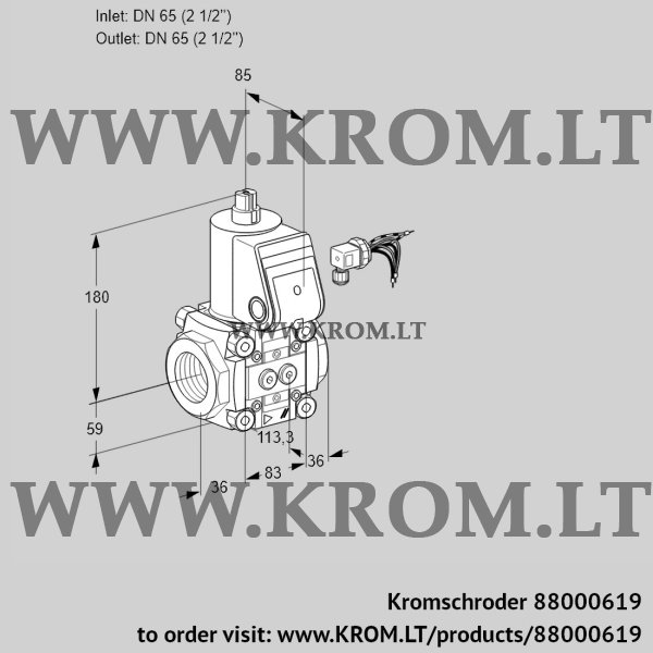 Kromschroder VAS 365R/NK, 88000619 gas solenoid valve, 88000619