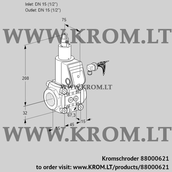 Kromschroder VAS 115R/LK, 88000621 gas solenoid valve, 88000621