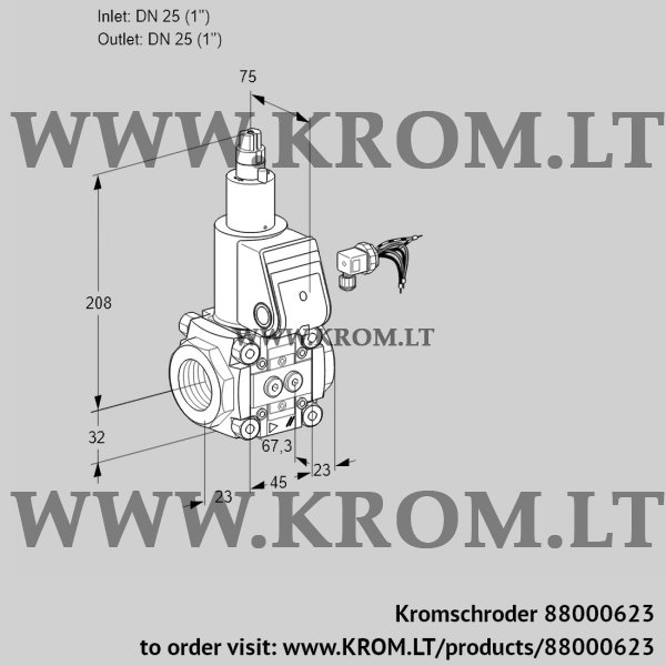 Kromschroder VAS 125R/LK, 88000623 gas solenoid valve, 88000623