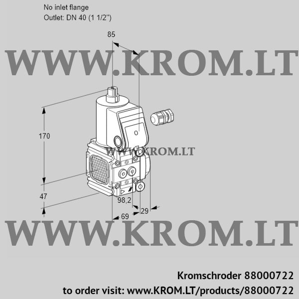 Kromschroder VAS 2-/40R/NQ, 88000722 gas solenoid valve, 88000722