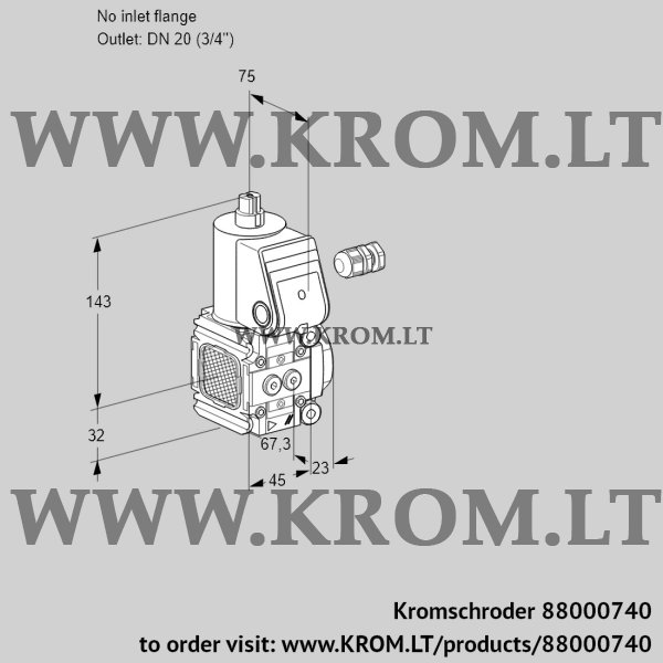 Kromschroder VAS 1-/20R/NW, 88000740 gas solenoid valve, 88000740