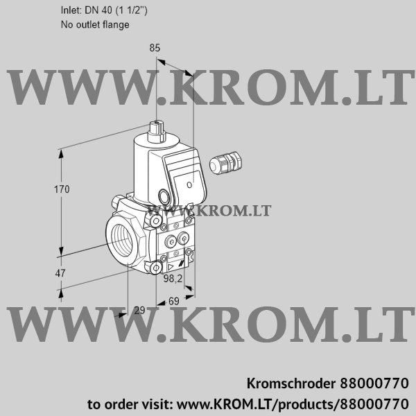 Kromschroder VAS 240/-R/NW, 88000770 gas solenoid valve, 88000770