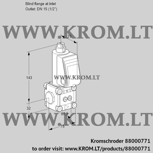 Kromschroder VAS 1-0/15R/NW, 88000771 gas solenoid valve, 88000771