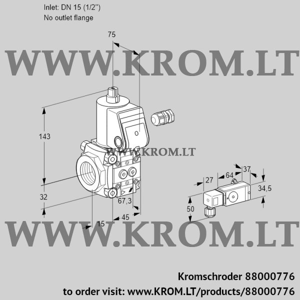 Kromschroder VAS 115/-R/NW, 88000776 gas solenoid valve, 88000776