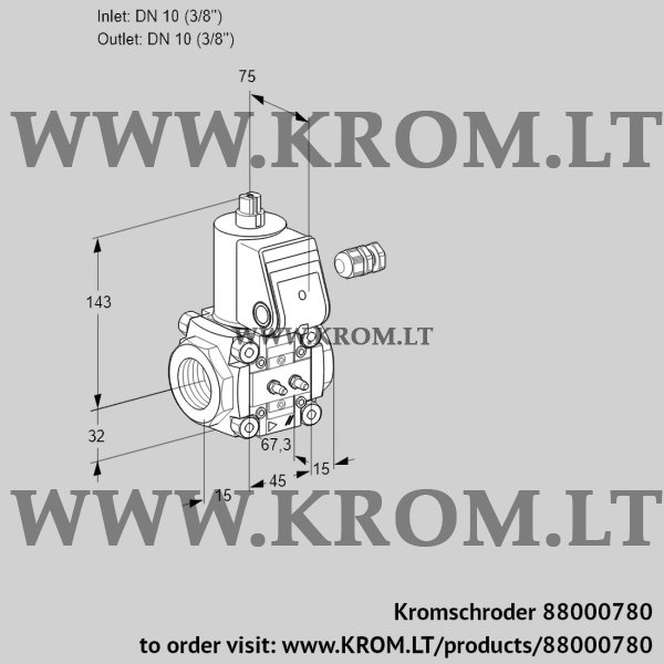 Kromschroder VAS 110R/NQ, 88000780 gas solenoid valve, 88000780