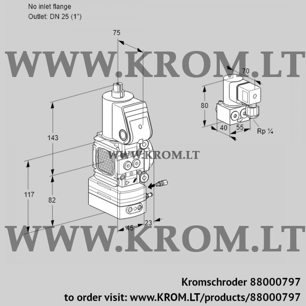 Kromschroder VAG 1-/25R/NWAE, 88000797 air/gas ratio control, 88000797