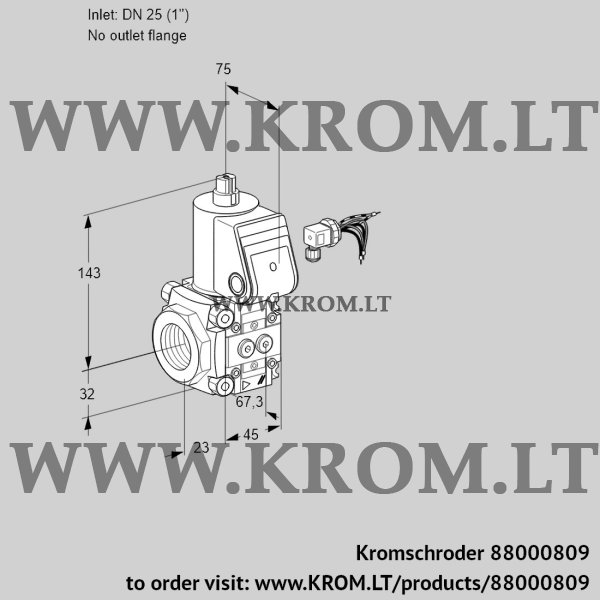 Kromschroder VAS 125/-R/NW, 88000809 gas solenoid valve, 88000809