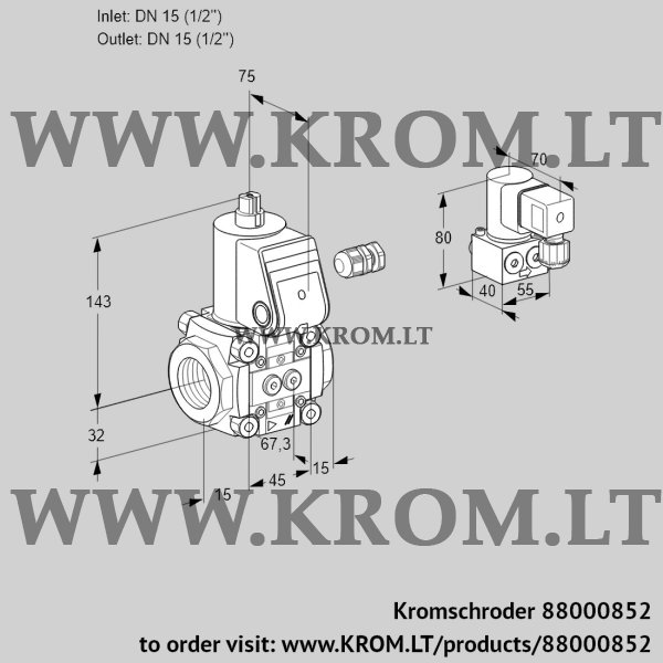 Kromschroder VAS 115R/NW, 88000852 gas solenoid valve, 88000852