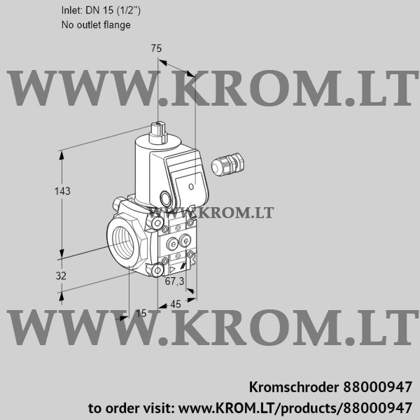 Kromschroder VAS 115/-R/NQ, 88000947 gas solenoid valve, 88000947