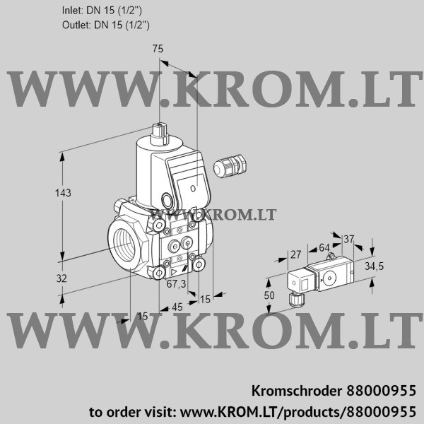 Kromschroder VAS 115R/NW, 88000955 gas solenoid valve, 88000955