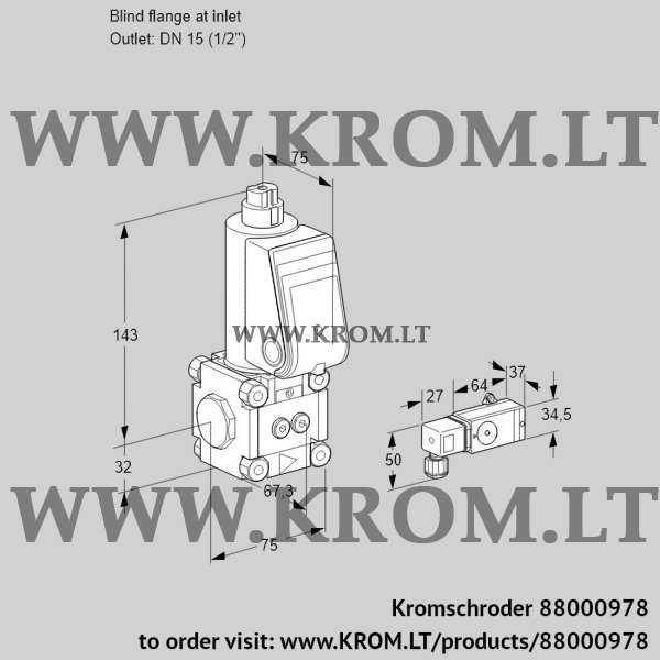 Kromschroder VAS 1-0/15R/NW, 88000978 gas solenoid valve, 88000978