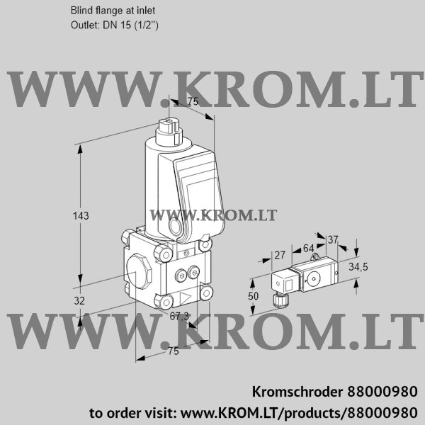 Kromschroder VAS 1-0/15R/NQ, 88000980 gas solenoid valve, 88000980