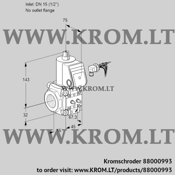 Kromschroder VAS 115/-R/NW, 88000993 gas solenoid valve, 88000993