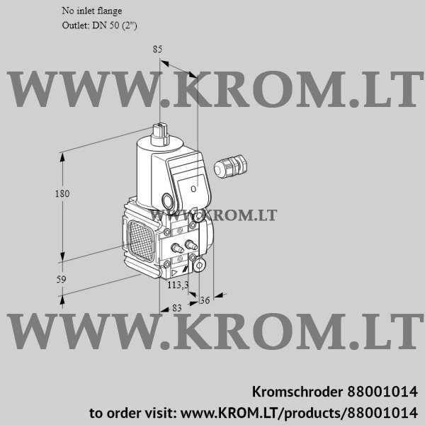 Kromschroder VAS 3-/50R/NW, 88001014 gas solenoid valve, 88001014