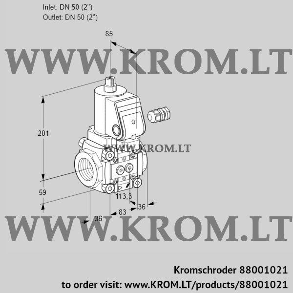 Kromschroder VAS 350R/NWSR, 88001021 gas solenoid valve, 88001021