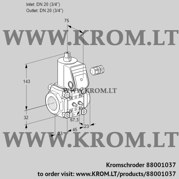 Kromschroder VAS 120R/NW, 88001037 gas solenoid valve, 88001037