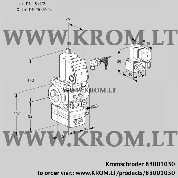 Kromschroder VAG 115/20R/NWAE, 88001050 air/gas ratio control, 88001050