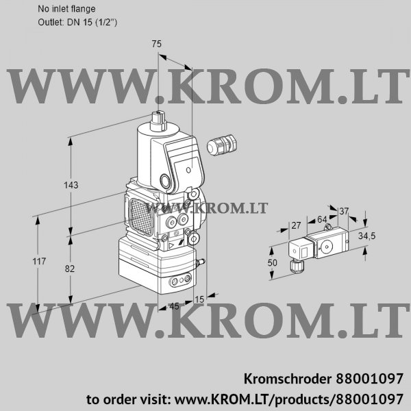 Kromschroder VAD 1-/15R/NQ-100B, 88001097 pressure regulator, 88001097