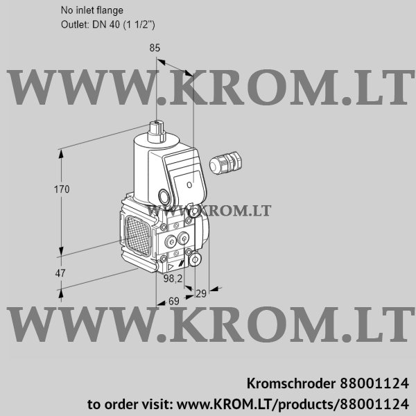 Kromschroder VAS 2-/40R/NQ, 88001124 gas solenoid valve, 88001124