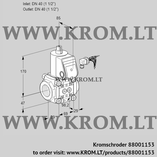 Kromschroder VAS 240R/NW, 88001153 gas solenoid valve, 88001153